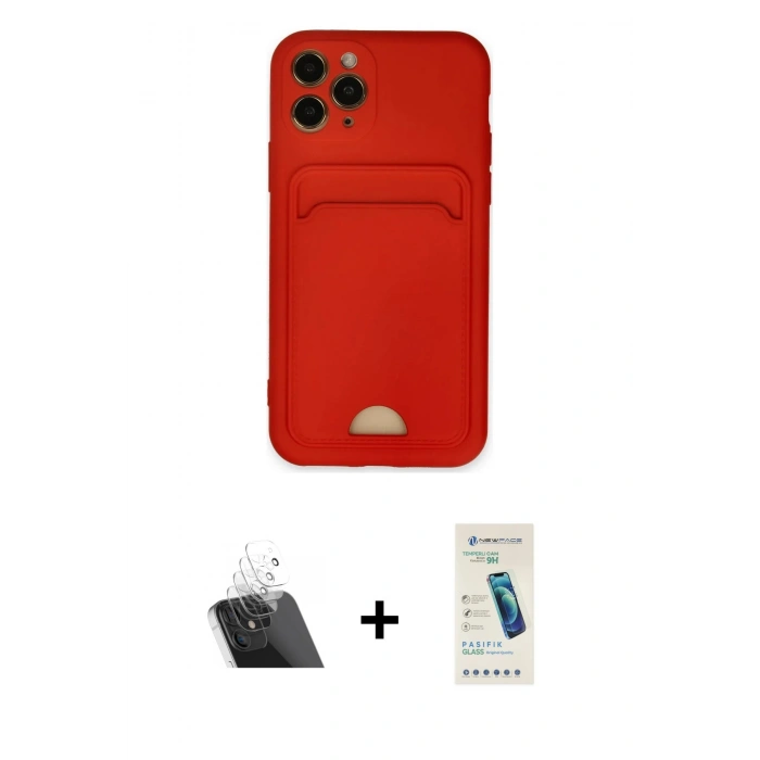 MARSİLYAN™- iPhone 11 Pro Kılıf Vadi Çizgi Prime - Şeffaf Pasifik Cam Ekran Koruyucu + Kamera Lens Koruma Cam - SF
