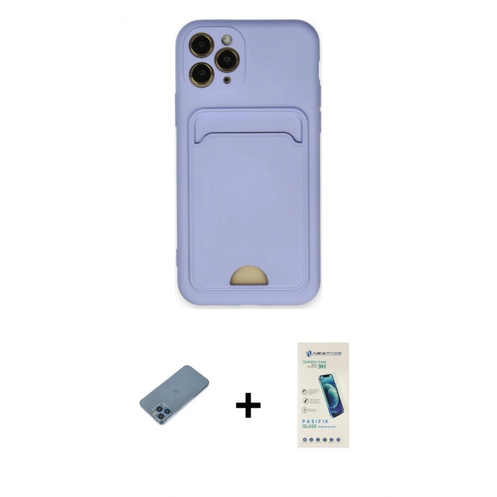MARSİLYAN™- iPhone 11 Pro Kılıf Vadi Çizgi Prime - Şeffaf Pasifik Cam Ekran Koruyucu + Shine Kamera Lens Koruma Cam - MI