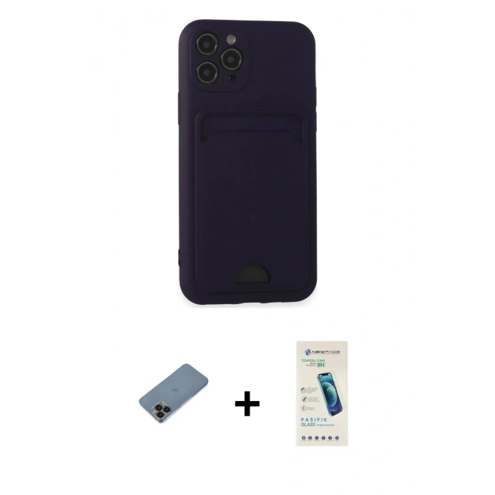 MARSİLYAN™- iPhone 11 Pro Kılıf Vadi Çizgi Prime - Şeffaf Pasifik Cam Ekran Koruyucu + Shine Kamera Lens Koruma Cam - SH