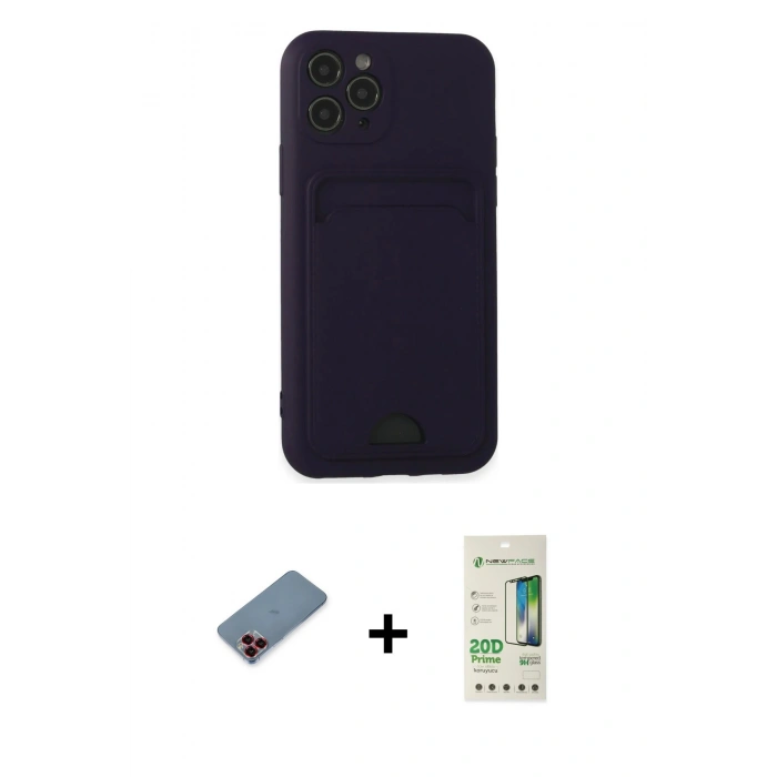 MARSİLYAN™- iPhone 11 Pro Kılıf Vadi Çizgi Prime - Siyah 20D Premium Cam Ekran Koruyucu + Metal Kamera Lens Koruma Cam - KI