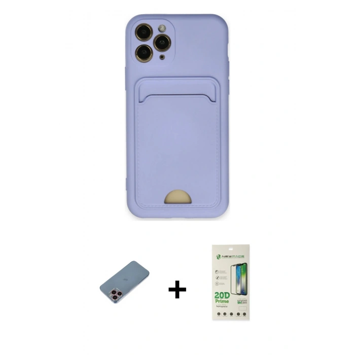 MARSİLYAN™- iPhone 11 Pro Kılıf Vadi Çizgi Prime - Siyah 20D Premium Cam Ekran Koruyucu + Shine Kamera Lens Koruma Cam - PE