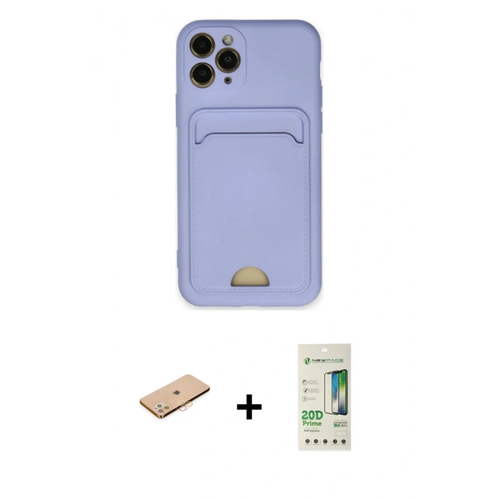 MARSİLYAN™- iPhone 11 Pro Kılıf Vadi Çizgi Prime - Siyah 20D Premium Cam Ekran Koruyucu + Renkli Kamera Lens Koruma Cam - TU