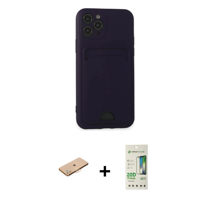 MARSİLYAN™- iPhone 11 Pro Kılıf Vadi Çizgi Prime - Siyah 20D Premium Cam Ekran Koruyucu + Renkli Kamera Lens Koruma Cam - TU