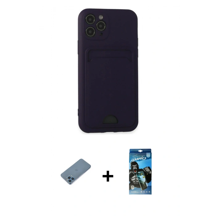 MARSİLYAN™- iPhone 11 Pro Kılıf Vadi Çizgi Prime - Siyah 34D Izgaralı Cam + Shine Kamera Lens Koruma Cam - MI