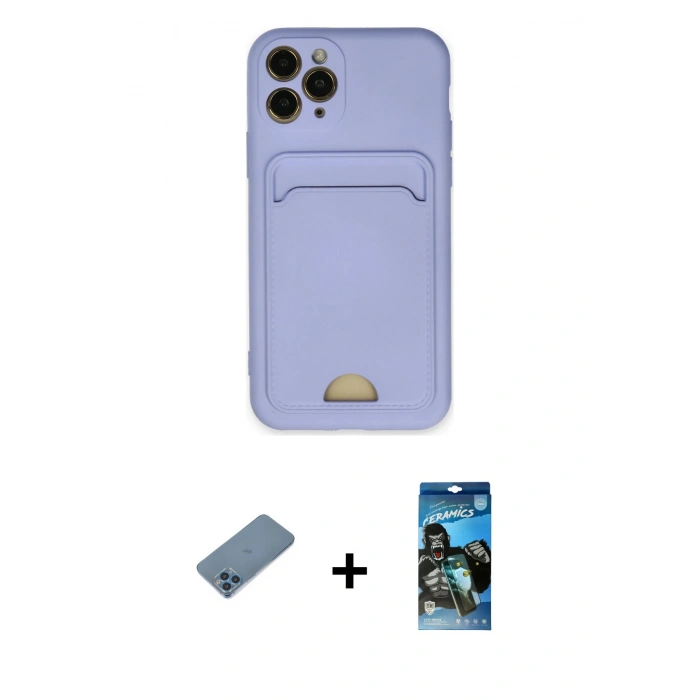 MARSİLYAN™- iPhone 11 Pro Kılıf Vadi Çizgi Prime - Siyah 34D Izgaralı Cam + Shine Kamera Lens Koruma Cam - MI