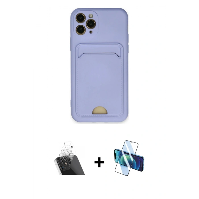 MARSİLYAN™- iPhone 11 Pro Kılıf Vadi Çizgi Prime - Siyah 3D Antistatik Cam Ekran Koruyucu + Kamera Lens Koruma Cam - SF