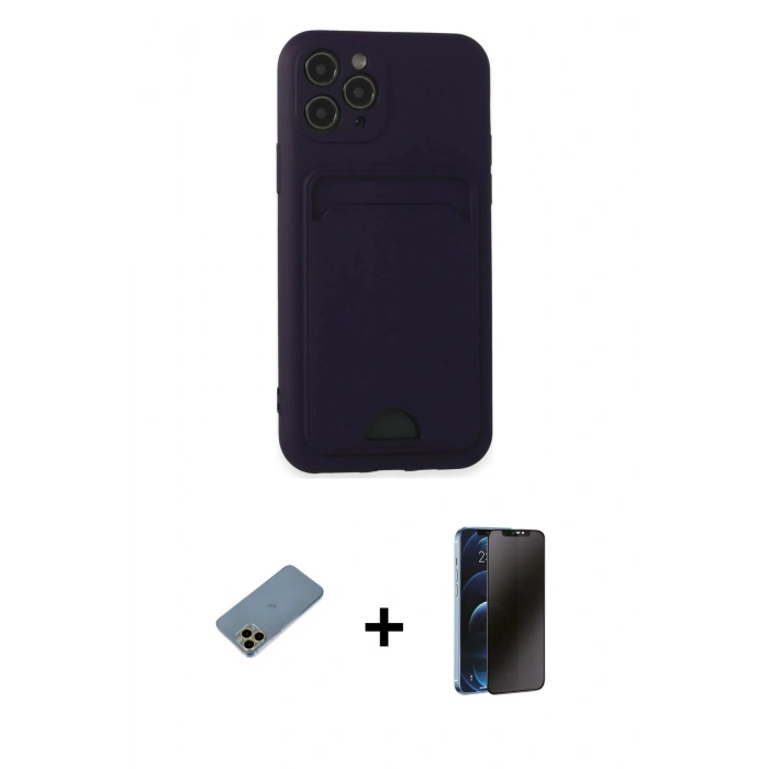 MARSİLYAN™- iPhone 11 Pro Kılıf Vadi Çizgi Prime - Siyah 3D Antistatik Hayalet Cam Ekran Koruyucu + Shine Kamera Lens Koruma Cam - GD