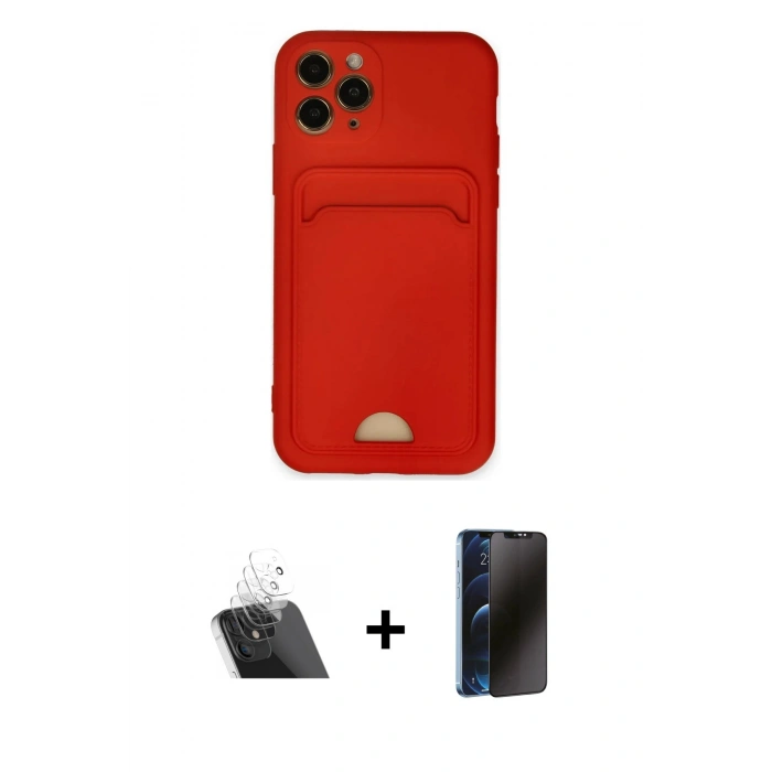 MARSİLYAN™- iPhone 11 Pro Kılıf Vadi Çizgi Prime - Siyah 3D Antistatik Hayalet Cam Ekran Koruyucu + Şeffaf Kamera Lens Koruma Cam