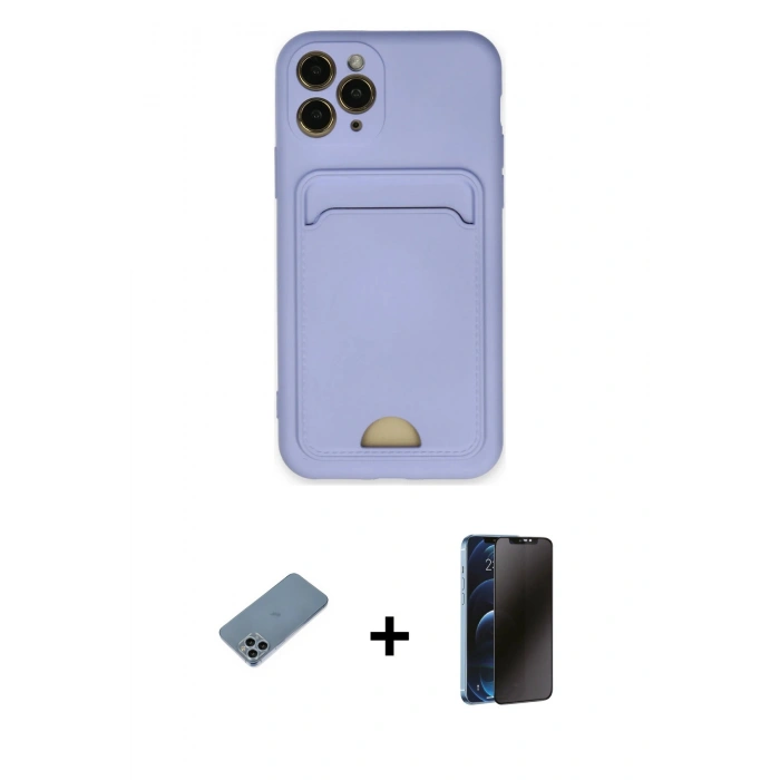 MARSİLYAN™- iPhone 11 Pro Kılıf Vadi Çizgi Prime - Siyah 3D Antistatik Hayalet Cam Ekran Koruyucu + Shine Kamera Lens Koruma Cam - SABE