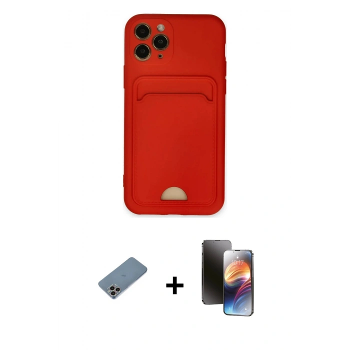 MARSİLYAN™- iPhone 11 Pro Kılıf Vadi Çizgi Prime - Siyah 3D Antistatik Mat Seramik Nano Ekran Koruyucu + Shine Kamera Lens Koruma Cam - GI