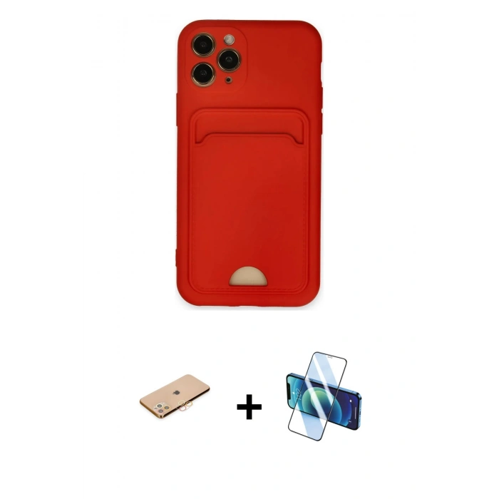 MARSİLYAN™- iPhone 11 Pro Kılıf Vadi Çizgi Prime - Siyah 3D Antistatik Seramik Nano Ekran Koruyucu + Renkli Kamera Lens Koruma Cam - TU