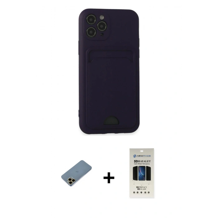 MARSİLYAN™- iPhone 11 Pro Kılıf Vadi Çizgi Prime - Siyah 5D Hayalet Cam Ekran Koruyucu + Shine Kamera Lens Koruma Cam - GD