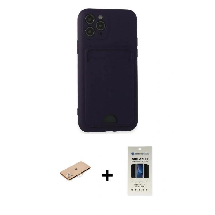 MARSİLYAN™- iPhone 11 Pro Kılıf Vadi Çizgi Prime - Siyah 5D Hayalet Cam Ekran Koruyucu + Renkli Kamera Lens Koruma Cam - TU