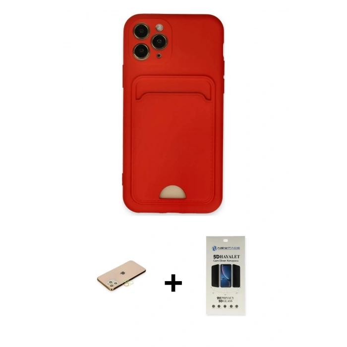 MARSİLYAN™- iPhone 11 Pro Kılıf Vadi Çizgi Prime - Siyah 5D Hayalet Cam Ekran Koruyucu + Renkli Kamera Lens Koruma Cam - SI