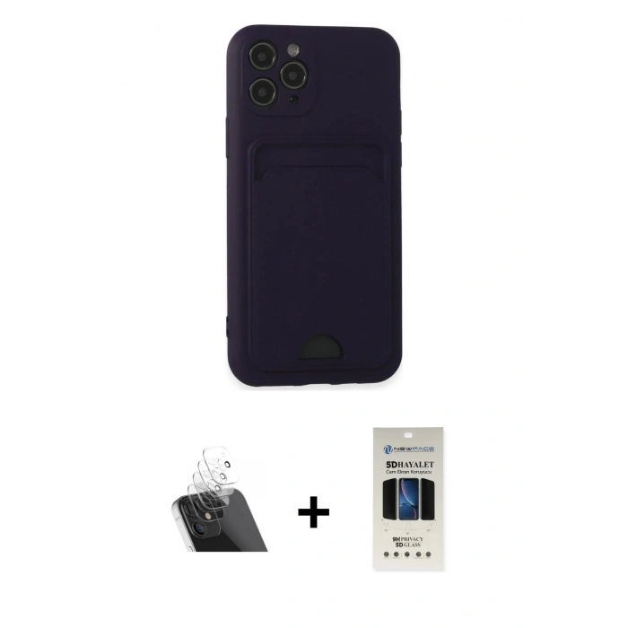 MARSİLYAN™- iPhone 11 Pro Kılıf Vadi Çizgi Prime - Siyah 5D Hayalet Cam Ekran Koruyucu + Kamera Lens Koruma Cam - SF