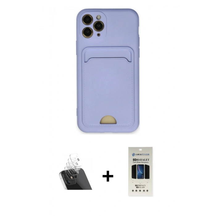 MARSİLYAN™- iPhone 11 Pro Kılıf Vadi Çizgi Prime - Siyah 5D Hayalet Cam Ekran Koruyucu + Kamera Lens Koruma Cam - SF