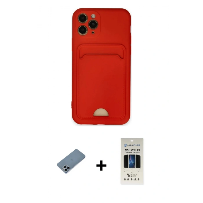 MARSİLYAN™- iPhone 11 Pro Kılıf Vadi Çizgi Prime - Siyah 5D Hayalet Cam Ekran Koruyucu + Shine Kamera Lens Koruma Cam - SABE