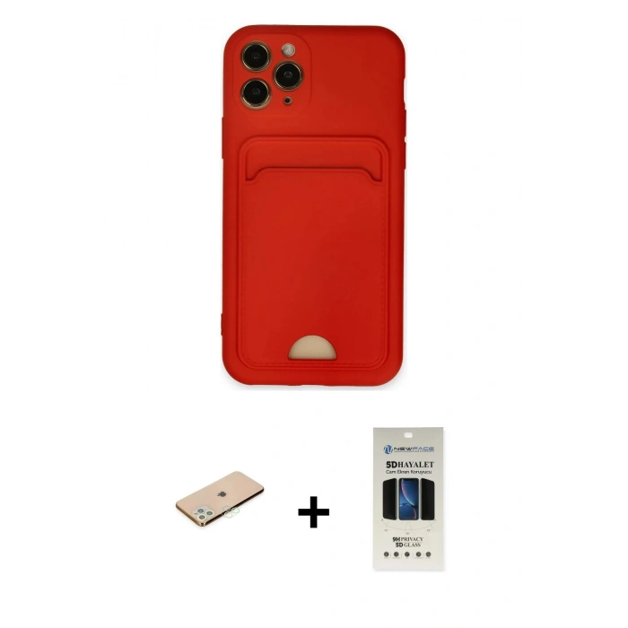 MARSİLYAN™- iPhone 11 Pro Kılıf Vadi Çizgi Prime - Siyah 5D Hayalet Cam Ekran Koruyucu + Renkli Kamera Lens Koruma Cam - YL