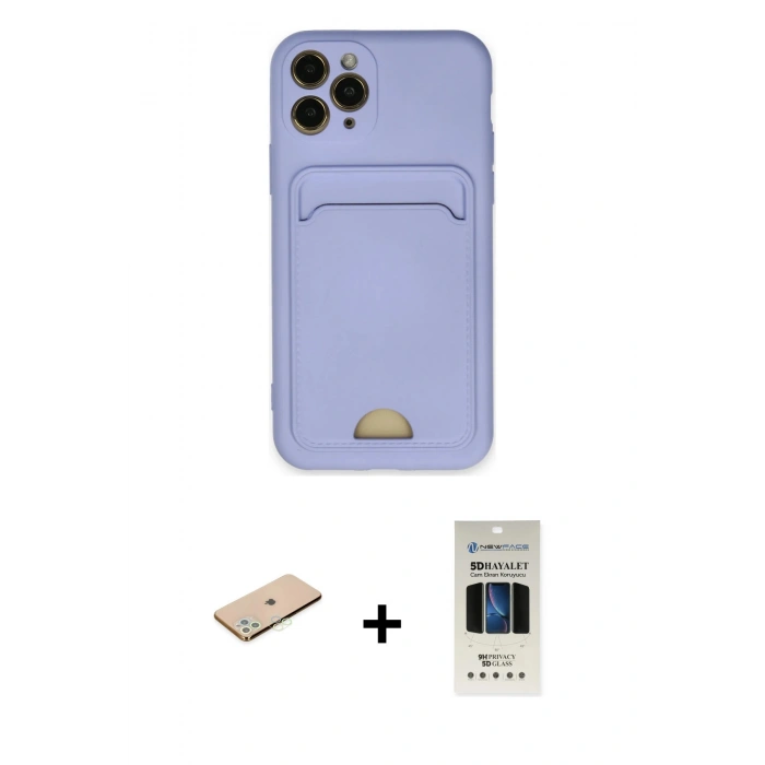 MARSİLYAN™- iPhone 11 Pro Kılıf Vadi Çizgi Prime - Siyah 5D Hayalet Cam Ekran Koruyucu + Renkli Kamera Lens Koruma Cam - YL