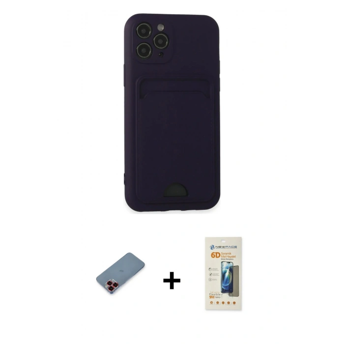 MARSİLYAN™- iPhone 11 Pro Kılıf Vadi Çizgi Prime - Siyah 6D Mat Seramik Hayalet Nano Ekran Koruyucu + Metal Kamera Lens Koruma Cam - KI