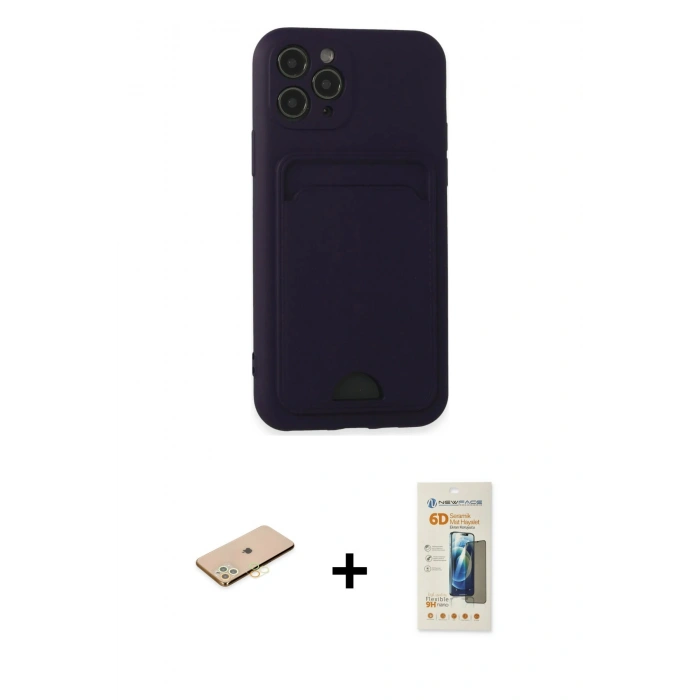 MARSİLYAN™- iPhone 11 Pro Kılıf Vadi Çizgi Prime - Siyah 6D Mat Seramik Hayalet Nano Ekran Koruyucu + Renkli Kamera Lens Koruma Cam - SI