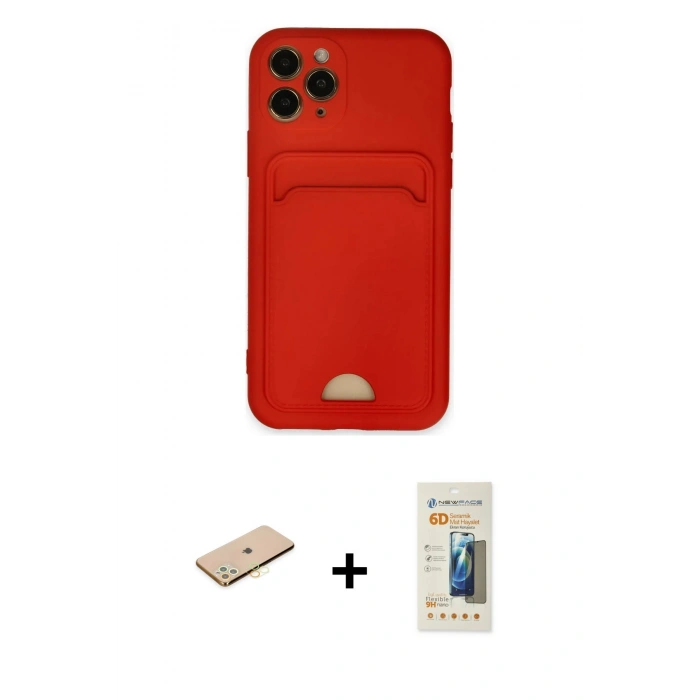 MARSİLYAN™- iPhone 11 Pro Kılıf Vadi Çizgi Prime - Siyah 6D Mat Seramik Hayalet Nano Ekran Koruyucu + Renkli Kamera Lens Koruma Cam - SI