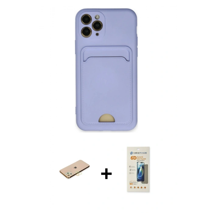 MARSİLYAN™- iPhone 11 Pro Kılıf Vadi Çizgi Prime - Siyah 6D Mat Seramik Hayalet Nano Ekran Koruyucu + Renkli Kamera Lens Koruma Cam - SI