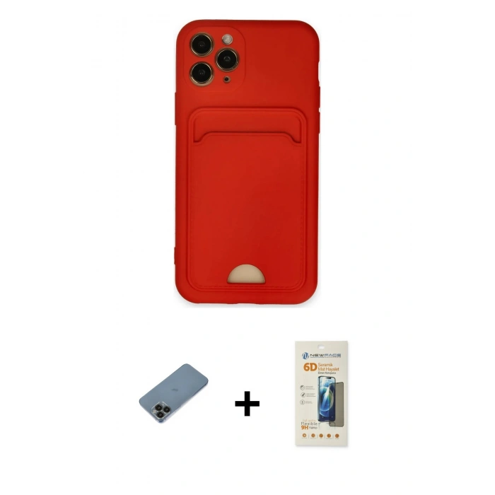 MARSİLYAN™- iPhone 11 Pro Kılıf Vadi Çizgi Prime - Siyah 6D Mat Seramik Hayalet Nano Ekran Koruyucu + Siyah Shine Kamera Lens Koruma Cam