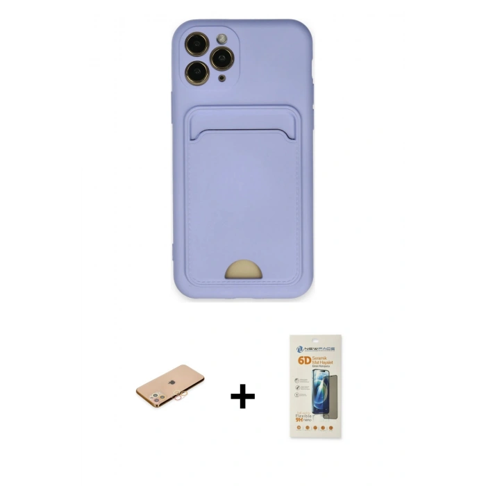 MARSİLYAN™- iPhone 11 Pro Kılıf Vadi Çizgi Prime - Siyah 6D Mat Seramik Hayalet Nano Ekran Koruyucu + Turuncu Renkli Kamera Lens Koruma Cam