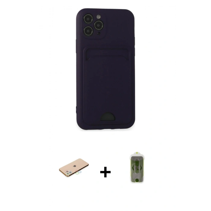 MARSİLYAN™- iPhone 11 Pro Kılıf Vadi Çizgi Prime - Siyah Joko Magic 5D Hayalet Cam + Mavi Renkli Kamera Lens Koruma Cam