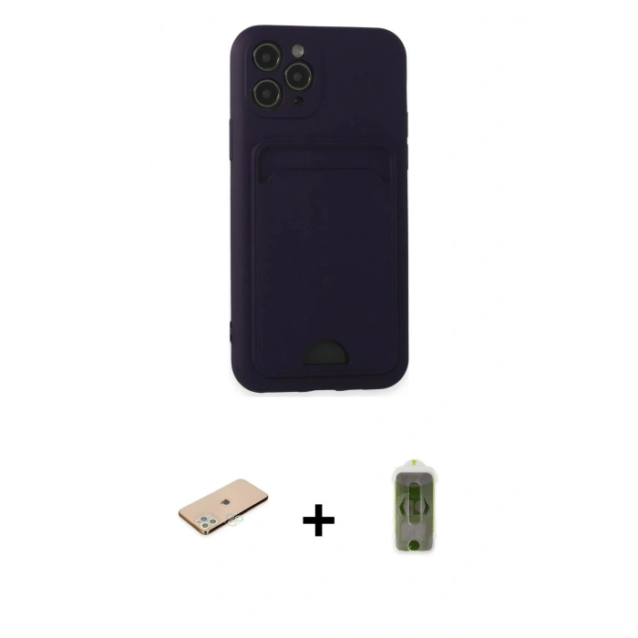 MARSİLYAN™- iPhone 11 Pro Kılıf Vadi Çizgi Prime - Siyah Joko Magic 5D Hayalet Cam + Yeşil Renkli Kamera Lens Koruma Cam