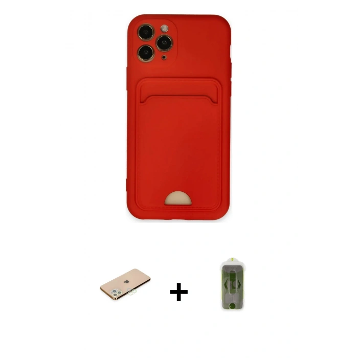 MARSİLYAN™- iPhone 11 Pro Kılıf Vadi Çizgi Prime - Siyah Joko Magic 5D Hayalet Cam + Yeşil Renkli Kamera Lens Koruma Cam