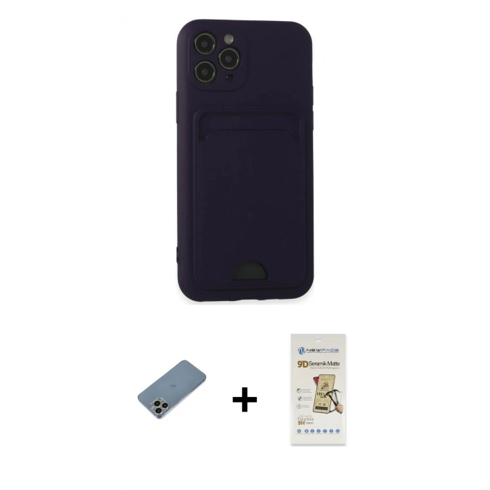 MARSİLYAN™- iPhone 11 Pro Kılıf Vadi Çizgi Prime - Siyah Mat Seramik Nano Ekran Koruyucu + Shine Kamera Lens Koruma Cam - GI