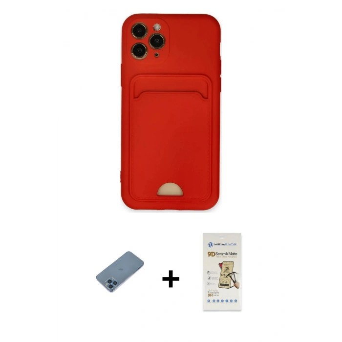 MARSİLYAN™- iPhone 11 Pro Kılıf Vadi Çizgi Prime - Siyah Mat Seramik Nano Ekran Koruyucu + Shine Kamera Lens Koruma Cam - MI