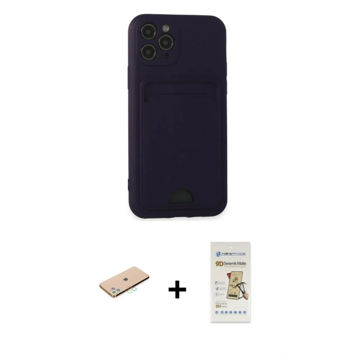 MARSİLYAN™- iPhone 11 Pro Kılıf Vadi Çizgi Prime - Siyah Mat Seramik Nano Ekran Koruyucu + Renkli Kamera Lens Koruma Cam - MI