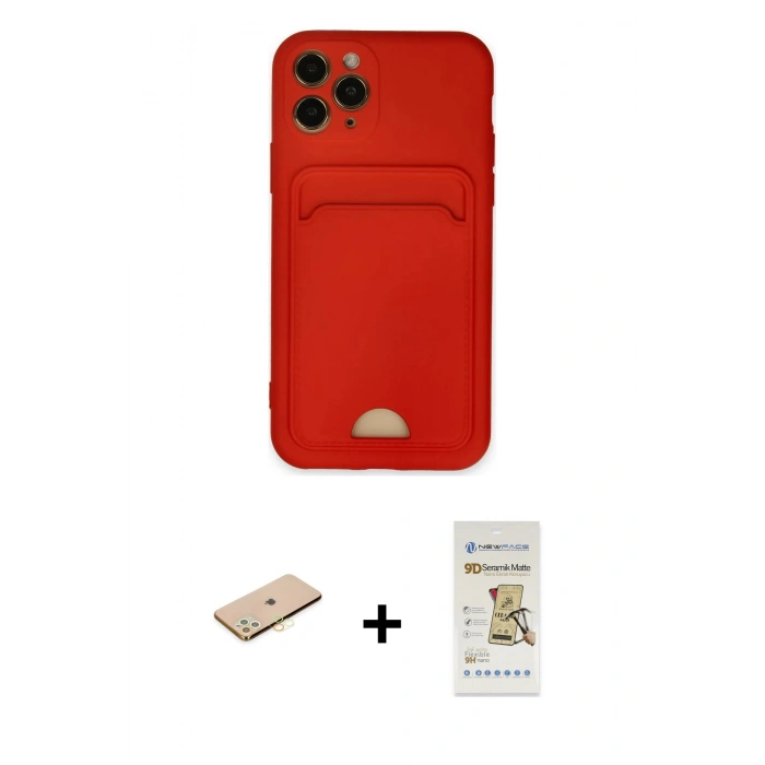 MARSİLYAN™- iPhone 11 Pro Kılıf Vadi Çizgi Prime - Siyah Mat Seramik Nano Ekran Koruyucu + Renkli Kamera Lens Koruma Cam - SI