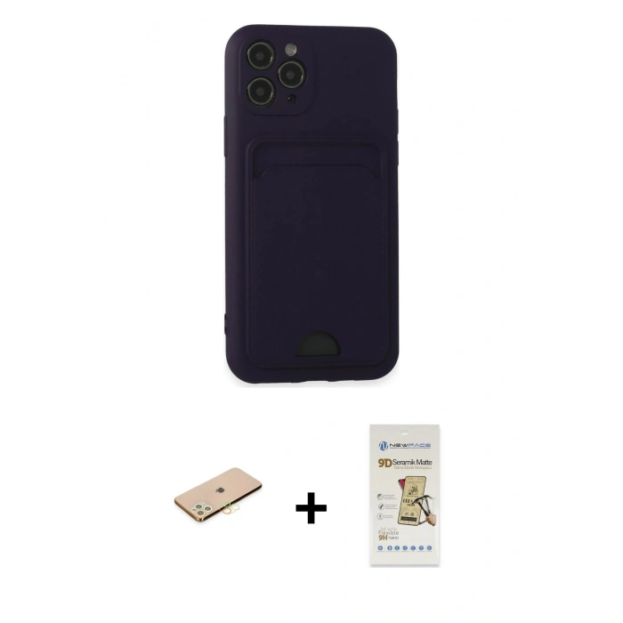 MARSİLYAN™- iPhone 11 Pro Kılıf Vadi Çizgi Prime - Siyah Mat Seramik Nano Ekran Koruyucu + Renkli Kamera Lens Koruma Cam - SI