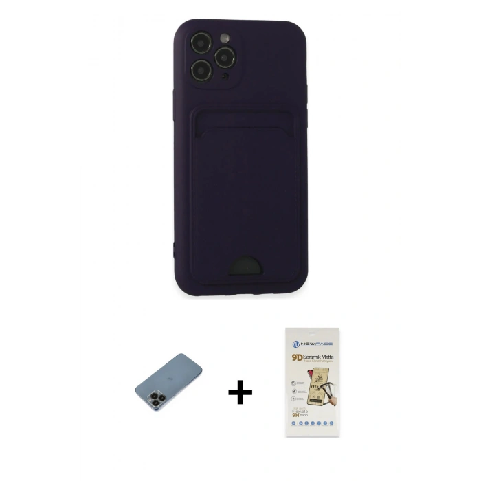 MARSİLYAN™- iPhone 11 Pro Kılıf Vadi Çizgi Prime - Siyah Mat Seramik Nano Ekran Koruyucu + Shine Kamera Lens Koruma Cam - SH
