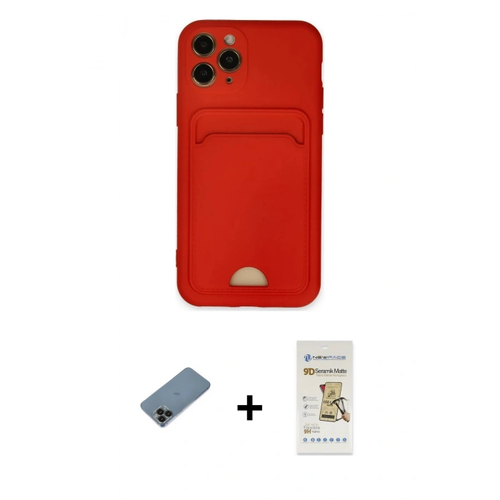 MARSİLYAN™- iPhone 11 Pro Kılıf Vadi Çizgi Prime - Siyah Mat Seramik Nano Ekran Koruyucu + Shine Kamera Lens Koruma Cam - SH
