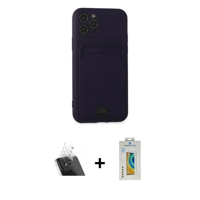 MARSİLYAN™- iPhone 11 Pro Kılıf Vadi Çizgi Prime - Siyah Polymer Nano Ekran Koruyucu + Kamera Lens Koruma Cam - SF