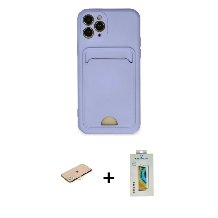 MARSİLYAN™- iPhone 11 Pro Kılıf Vadi Çizgi Prime - Siyah Polymer Nano Ekran Koruyucu + Renkli Kamera Lens Koruma Cam - SI