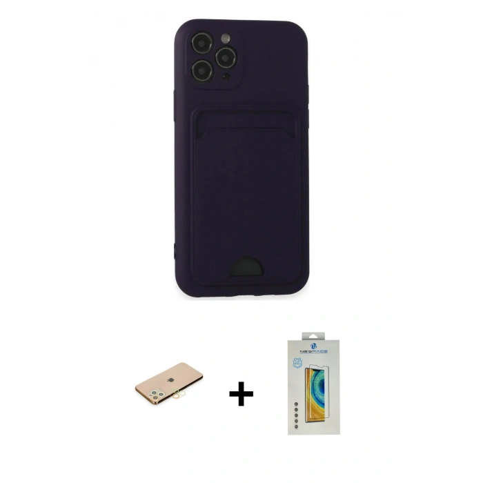 MARSİLYAN™- iPhone 11 Pro Kılıf Vadi Çizgi Prime - Siyah Polymer Nano Ekran Koruyucu + Renkli Kamera Lens Koruma Cam - SI