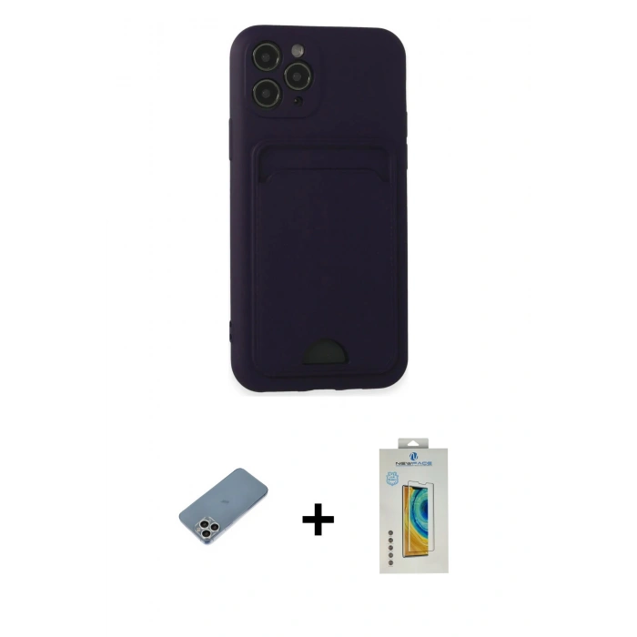 MARSİLYAN™- iPhone 11 Pro Kılıf Vadi Çizgi Prime - Siyah Polymer Nano Ekran Koruyucu + Shine Kamera Lens Koruma Cam - GS