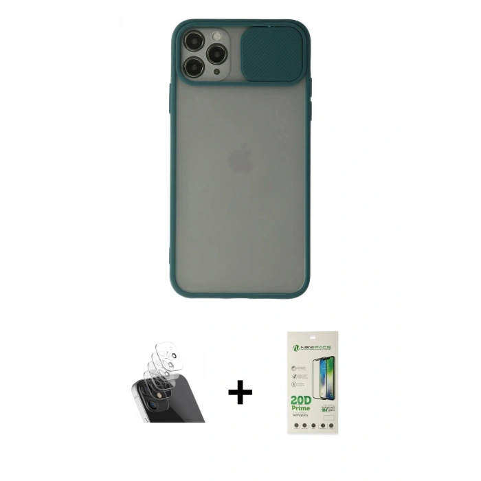 MARSİLYAN™- iPhone 11 Pro Kılıf Vadi Çizgi - Siyah 20D Premium Cam Ekran Koruyucu + Kamera Lens Koruma Cam - SF