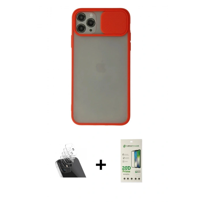 MARSİLYAN™- iPhone 11 Pro Kılıf Vadi Çizgi - Siyah 20D Premium Cam Ekran Koruyucu + Kamera Lens Koruma Cam - SF