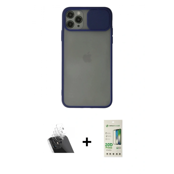 MARSİLYAN™- iPhone 11 Pro Kılıf Vadi Çizgi - Siyah 20D Premium Cam Ekran Koruyucu + Kamera Lens Koruma Cam - SF