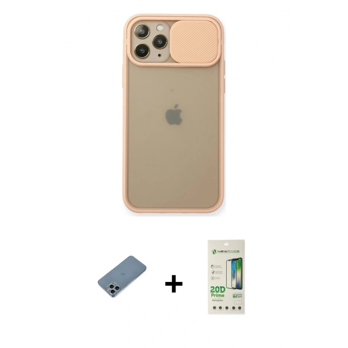 MARSİLYAN™- iPhone 11 Pro Kılıf Vadi Çizgi - Siyah 20D Premium Cam Ekran Koruyucu + Shine Kamera Lens Koruma Cam - SABE