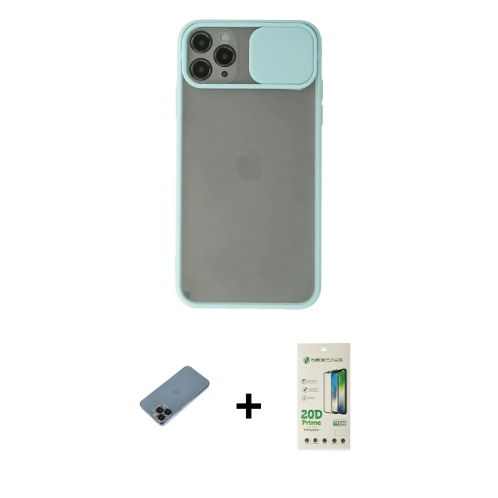 MARSİLYAN™- iPhone 11 Pro Kılıf Vadi Çizgi - Siyah 20D Premium Cam Ekran Koruyucu + Siyah Shine Kamera Lens Koruma Cam