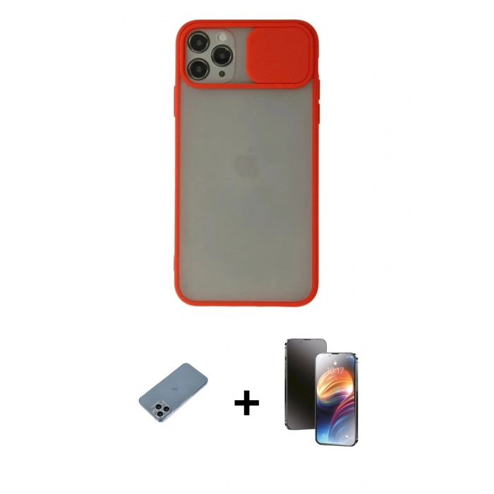 MARSİLYAN™- iPhone 11 Pro Kılıf Vadi Çizgi - Siyah 3D Antistatik Mat Seramik Nano Ekran Koruyucu + Shine Kamera Lens Koruma Cam - SABE