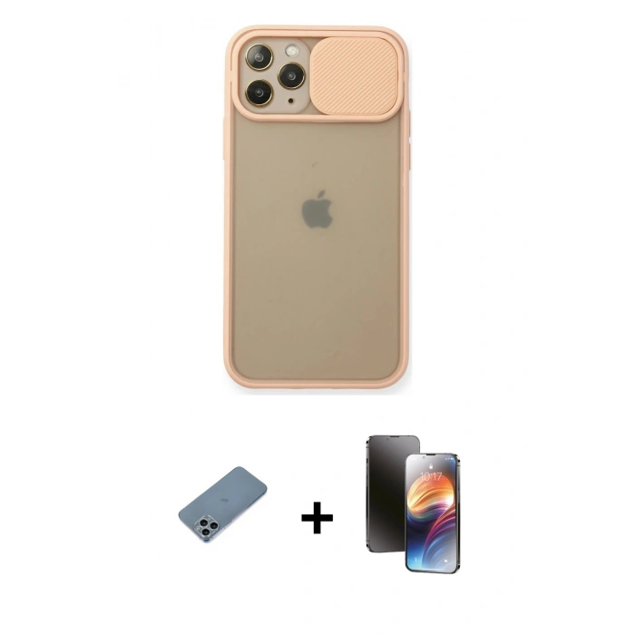 MARSİLYAN™- iPhone 11 Pro Kılıf Vadi Çizgi - Siyah 3D Antistatik Mat Seramik Nano Ekran Koruyucu + Shine Kamera Lens Koruma Cam - SABE